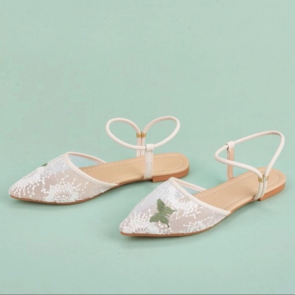 White Embroidered Flat - Picture 4 of 16